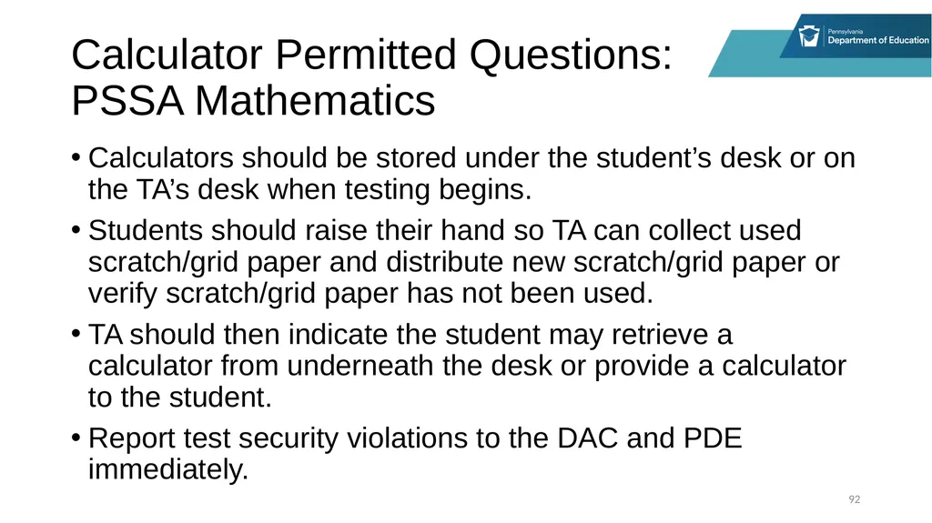 District Assessment Coordinator Training Session - slide 92 of 105