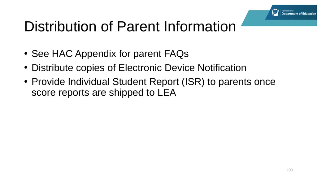 District Assessment Coordinator Training Session - slide 103 of 105