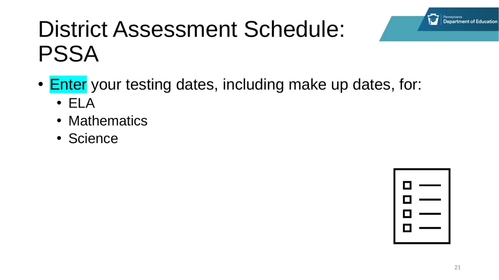 District Assessment Coordinator Training Session - slide 21 of 105