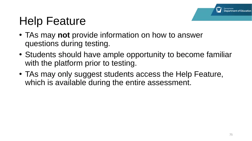 District Assessment Coordinator Training Session - slide 75 of 105