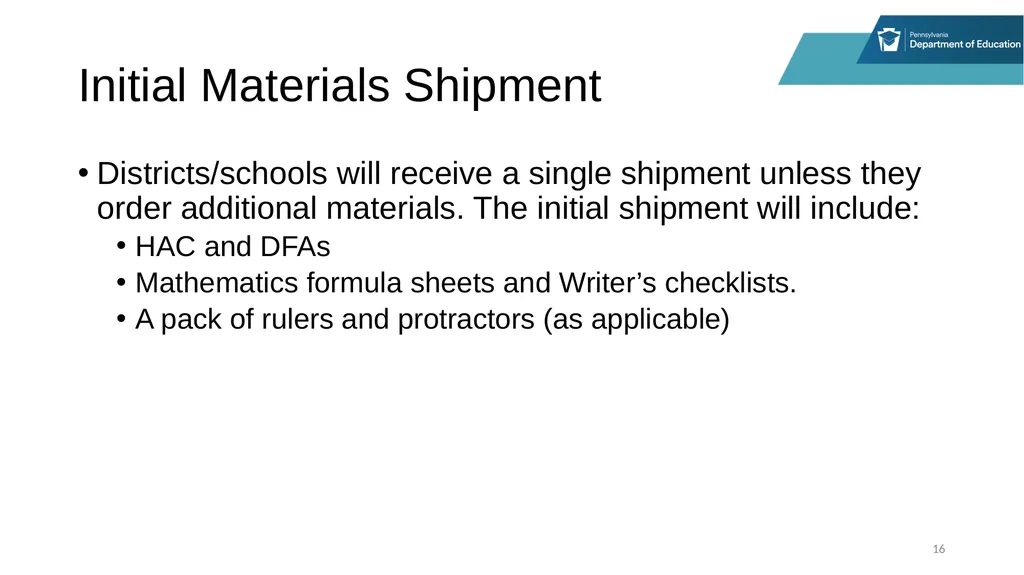 District Assessment Coordinator Training Session - slide 16 of 105