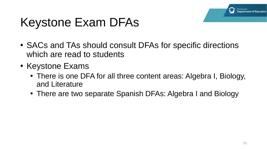District Assessment Coordinator Training Session - slide 70 of 105