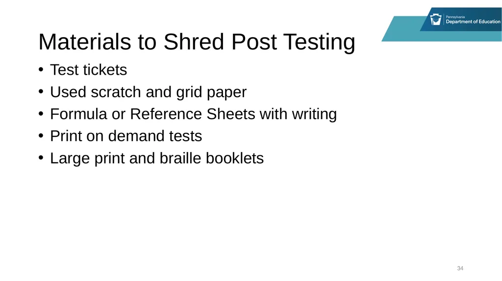 District Assessment Coordinator Training Session - slide 34 of 105