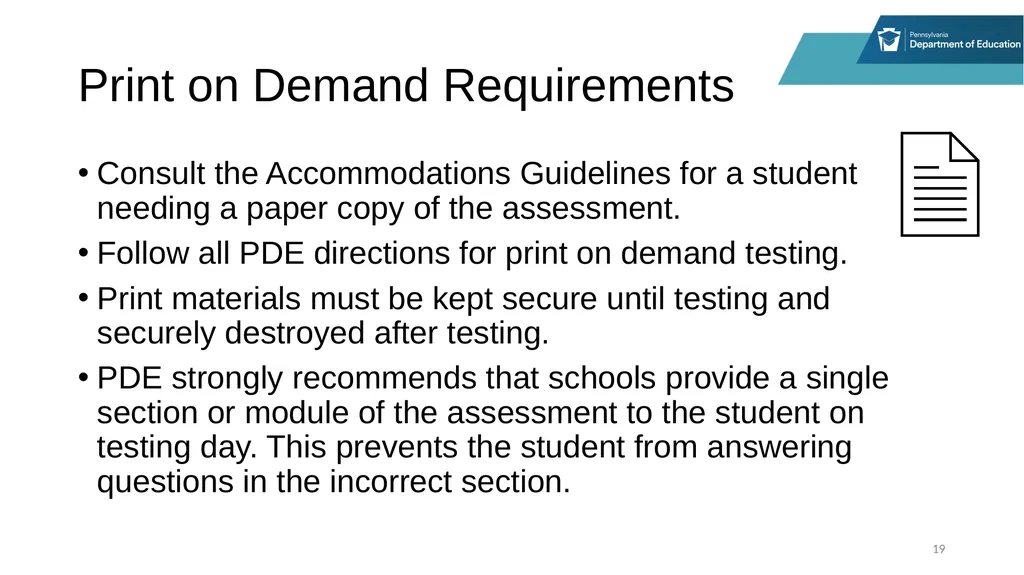 District Assessment Coordinator Training Session - slide 19 of 105