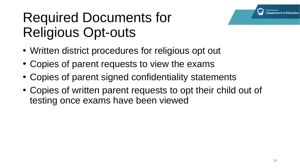District Assessment Coordinator Training Session - slide 56 of 105