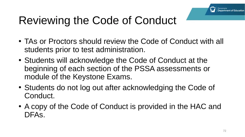 District Assessment Coordinator Training Session - slide 72 of 105