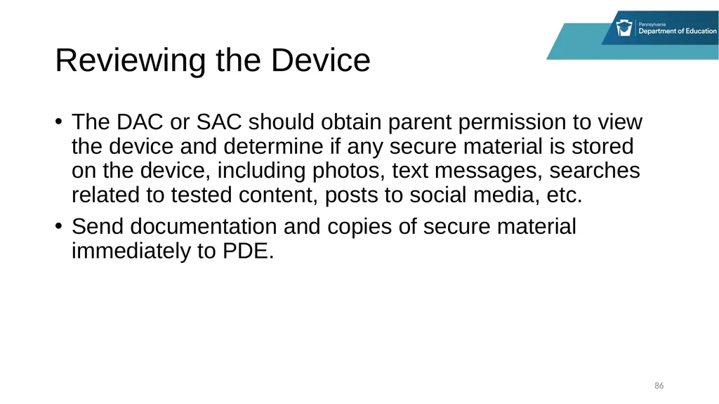 District Assessment Coordinator Training Session - slide 86 of 105