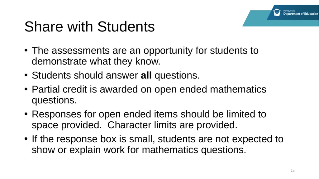 District Assessment Coordinator Training Session - slide 74 of 105