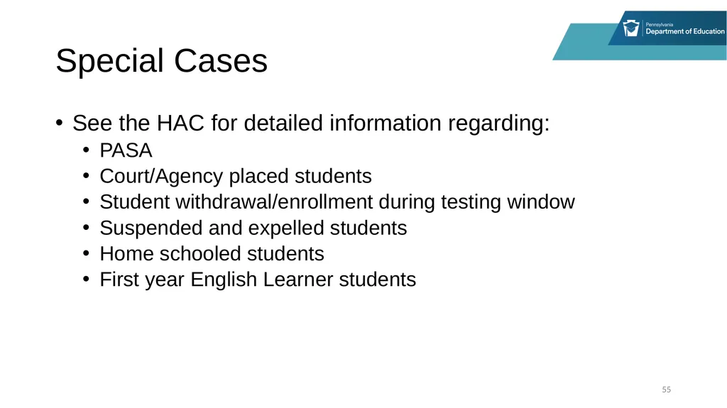 District Assessment Coordinator Training Session - slide 55 of 105