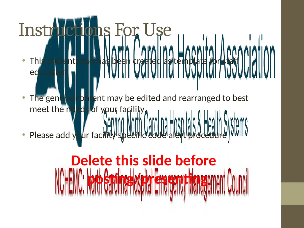 Instructions For Use This presentation has been - slide 1 of 13