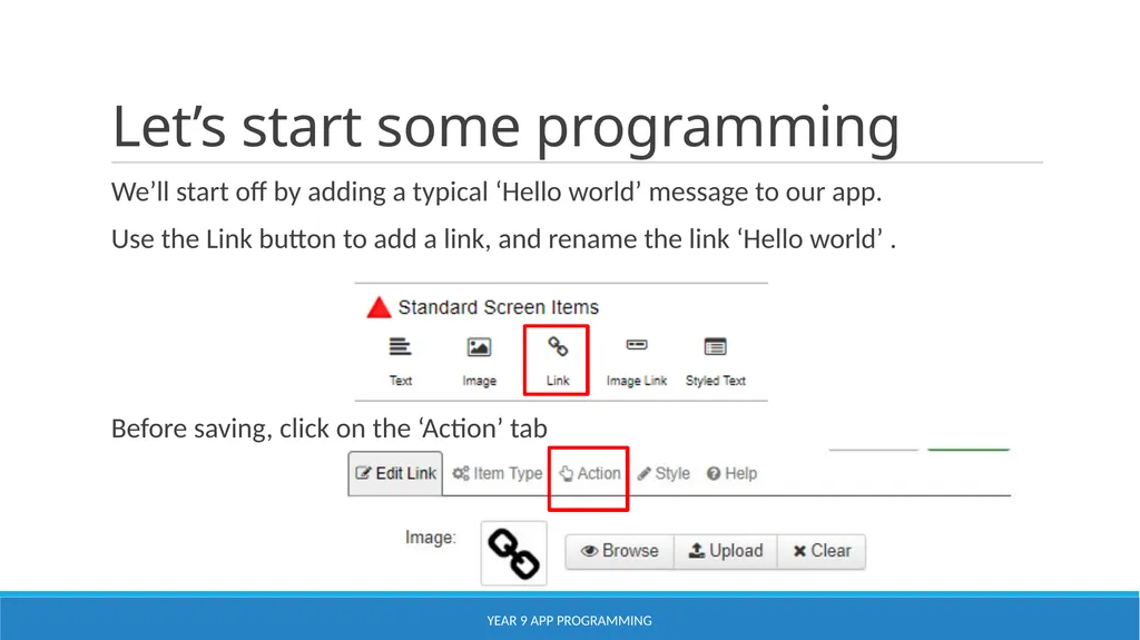Using AppShed Lesson 3 YEAR 9 APP PROGRAMMING - slide 8 of 17