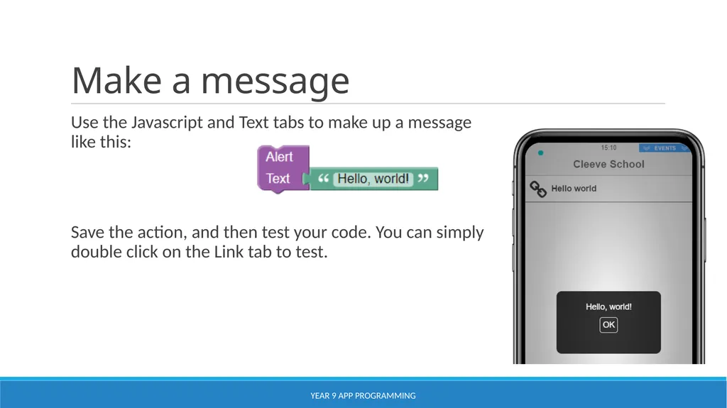 Using AppShed Lesson 3 YEAR 9 APP PROGRAMMING - slide 10 of 17