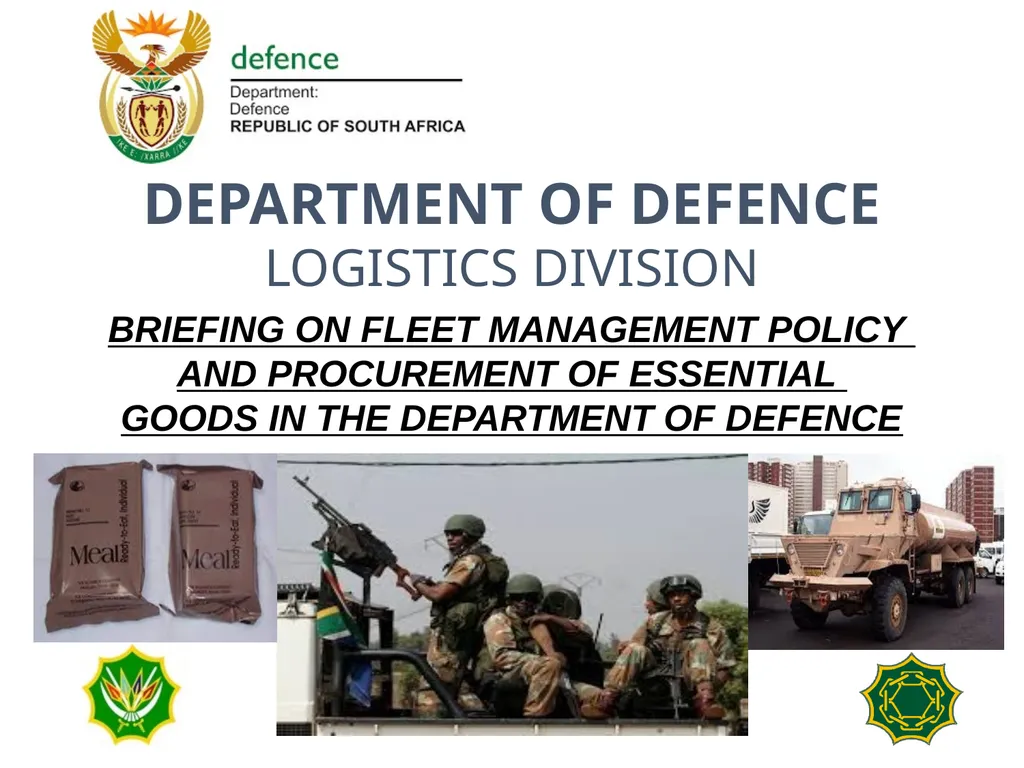 DEPARTMENT OF DEFENCE LOGISTICS DIVISION BRIEFING - slide 1 of 34