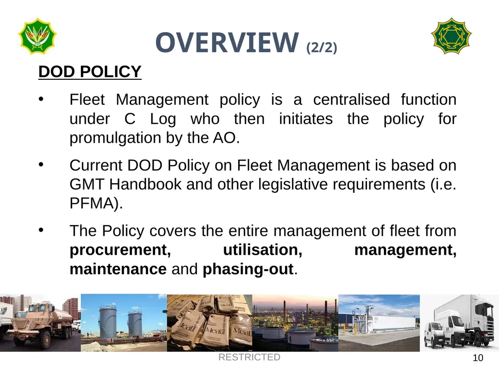 DEPARTMENT OF DEFENCE LOGISTICS DIVISION BRIEFING - slide 10 of 34