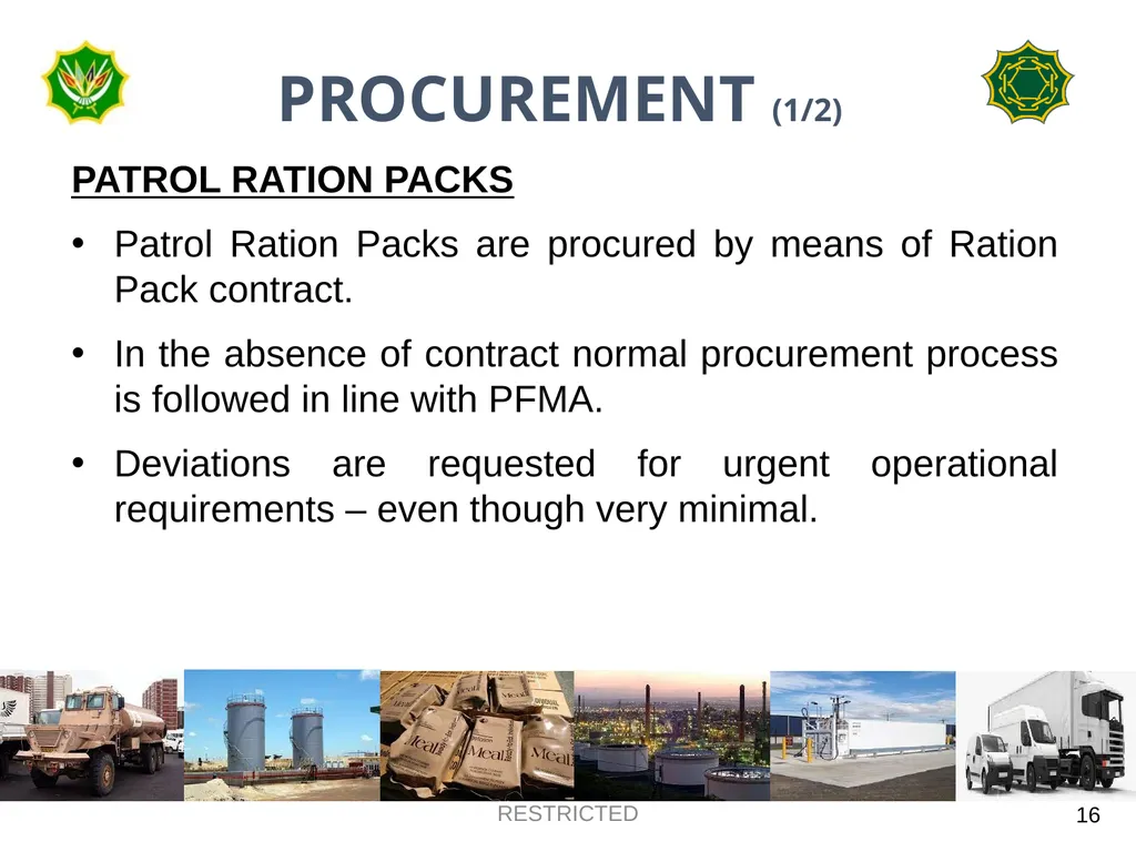 DEPARTMENT OF DEFENCE LOGISTICS DIVISION BRIEFING - slide 16 of 34