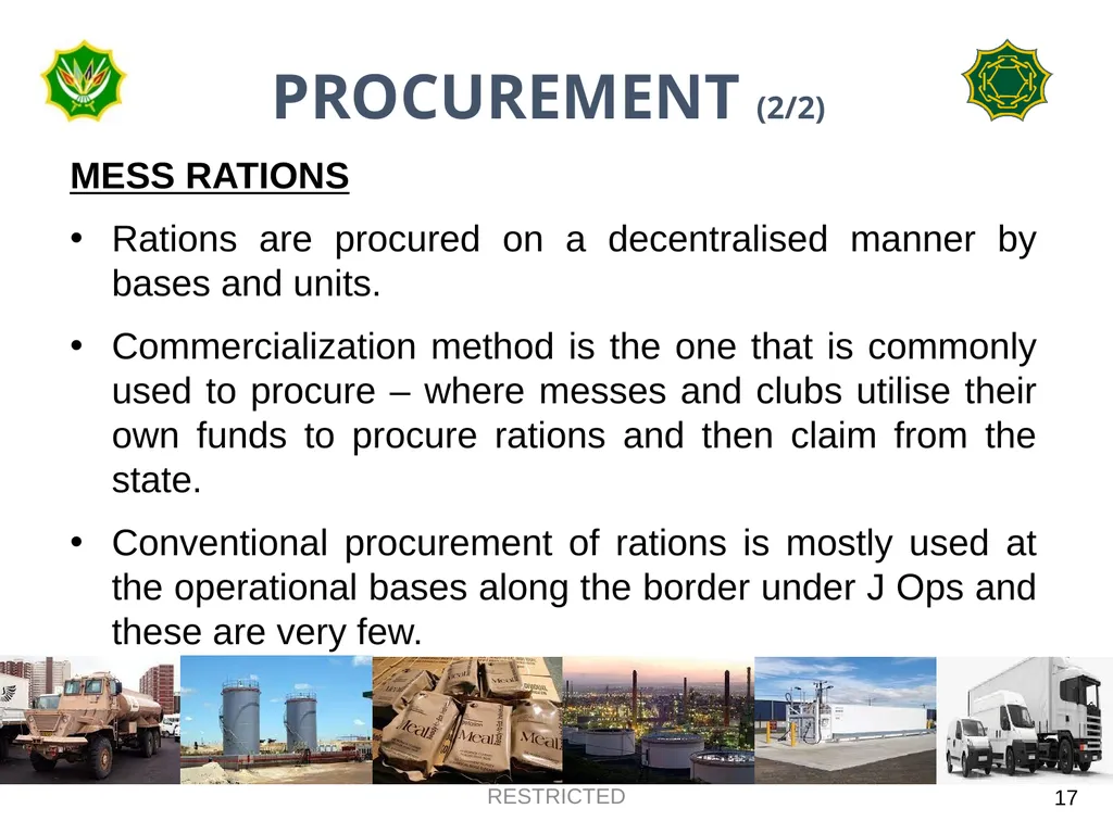 DEPARTMENT OF DEFENCE LOGISTICS DIVISION BRIEFING - slide 17 of 34