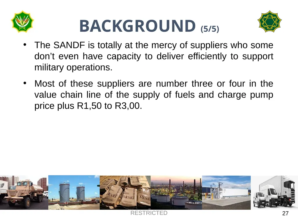DEPARTMENT OF DEFENCE LOGISTICS DIVISION BRIEFING - slide 27 of 34
