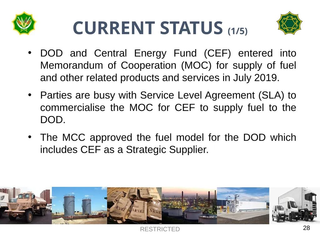 DEPARTMENT OF DEFENCE LOGISTICS DIVISION BRIEFING - slide 28 of 34