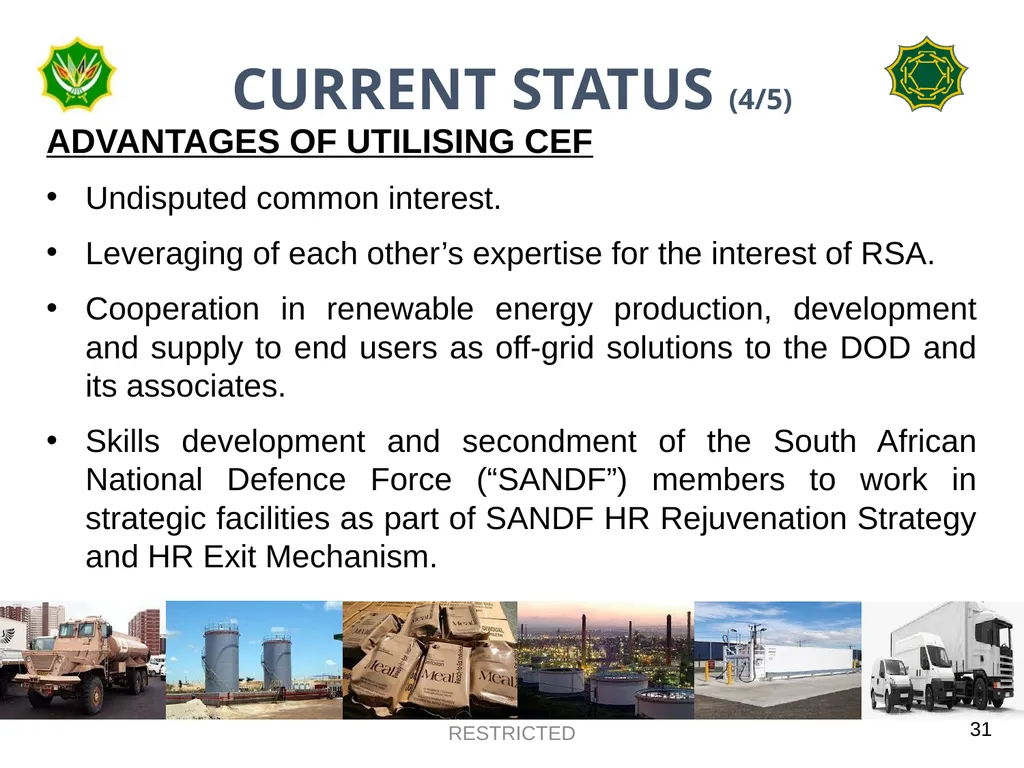 DEPARTMENT OF DEFENCE LOGISTICS DIVISION BRIEFING - slide 31 of 34