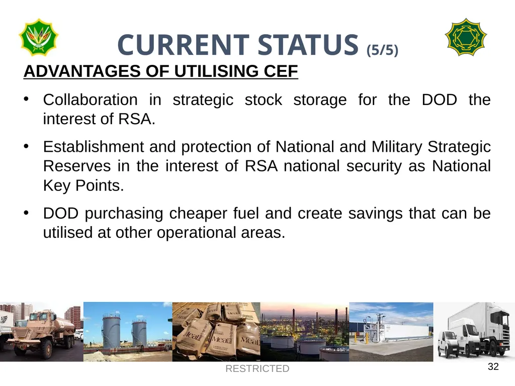 DEPARTMENT OF DEFENCE LOGISTICS DIVISION BRIEFING - slide 32 of 34