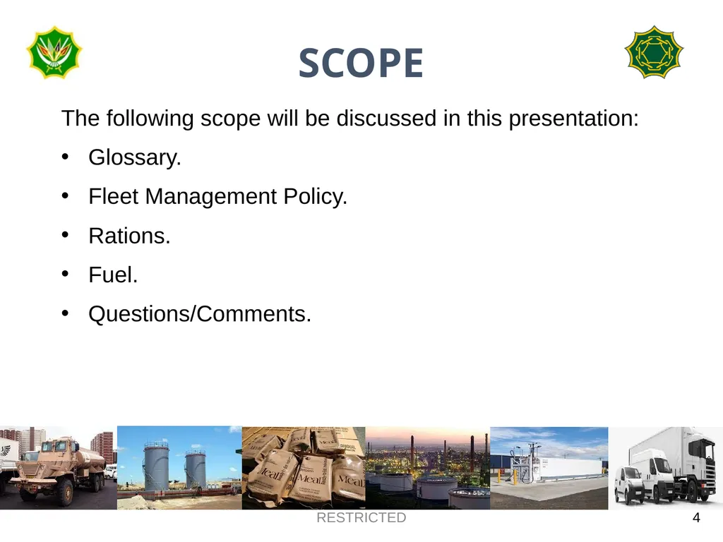 DEPARTMENT OF DEFENCE LOGISTICS DIVISION BRIEFING - slide 4 of 34