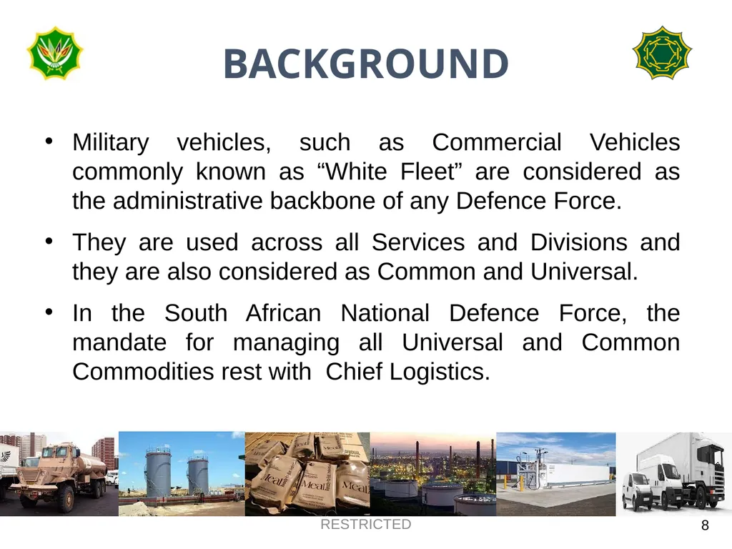 DEPARTMENT OF DEFENCE LOGISTICS DIVISION BRIEFING - slide 8 of 34