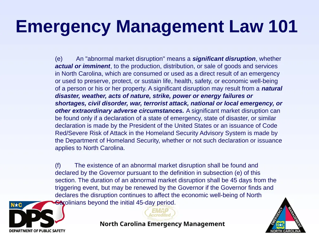 North Carolina Emergency Management Law 101 - slide 21 of 46