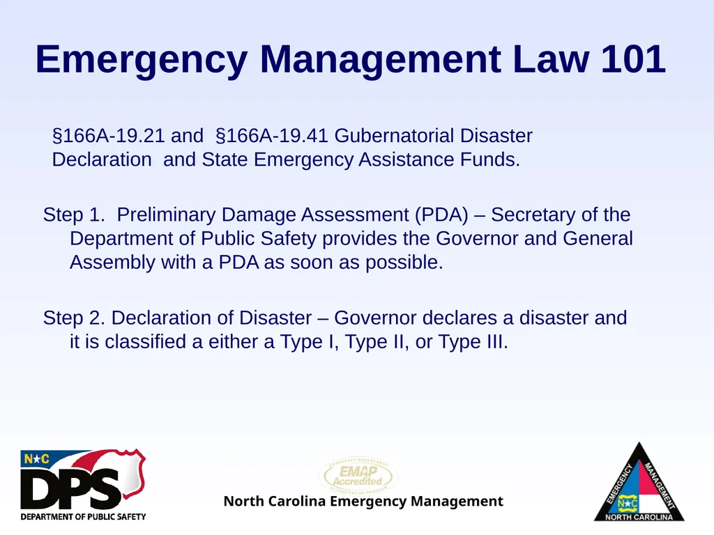 North Carolina Emergency Management Law 101 - slide 24 of 46