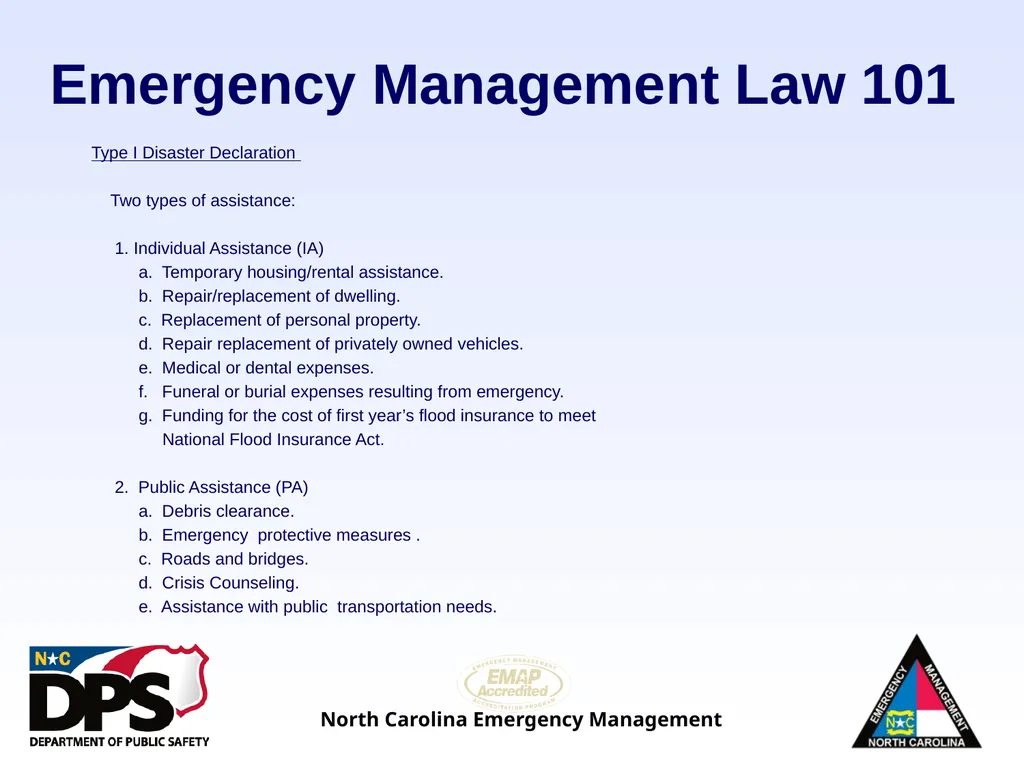 North Carolina Emergency Management Law 101 - slide 25 of 46