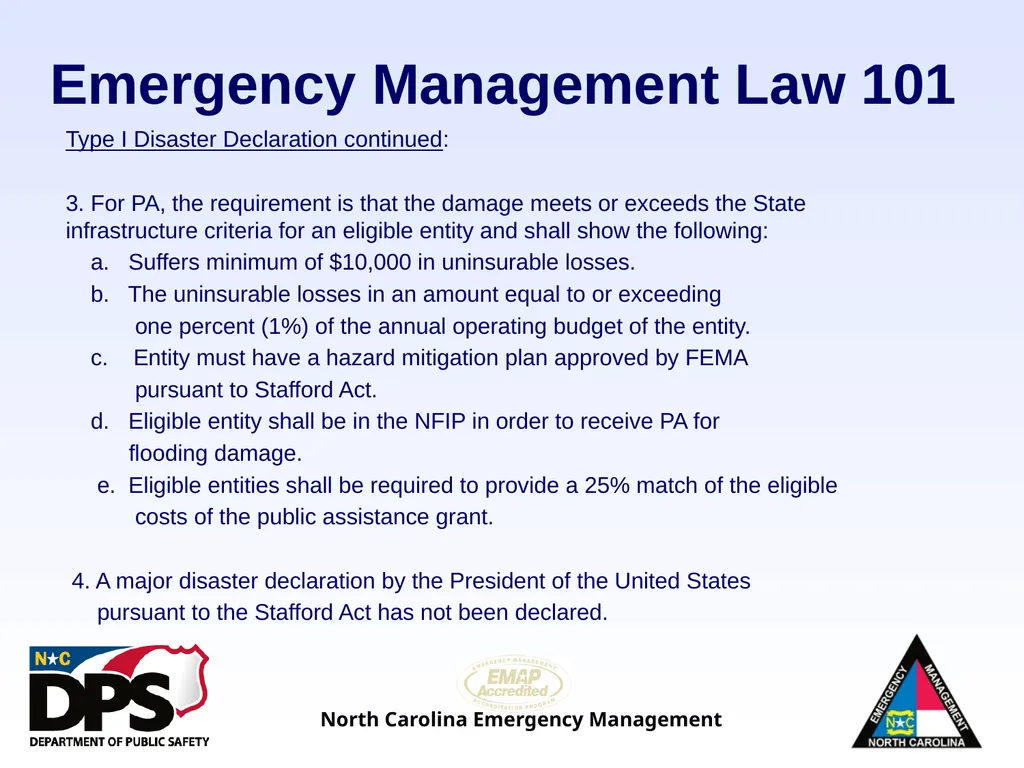 North Carolina Emergency Management Law 101 - slide 27 of 46