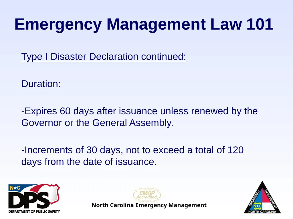 North Carolina Emergency Management Law 101 - slide 28 of 46