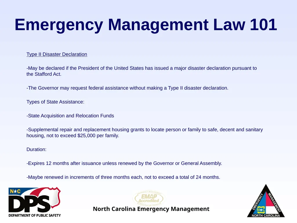North Carolina Emergency Management Law 101 - slide 29 of 46