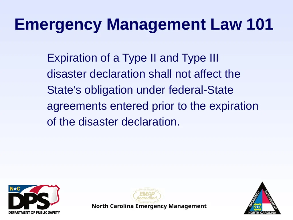 North Carolina Emergency Management Law 101 - slide 31 of 46