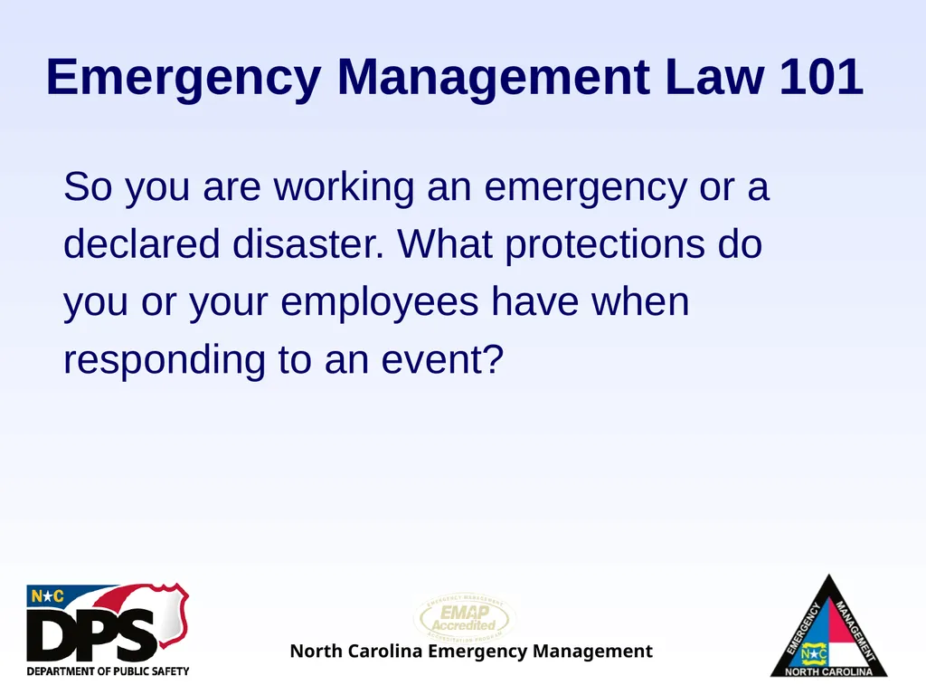 North Carolina Emergency Management Law 101 - slide 32 of 46