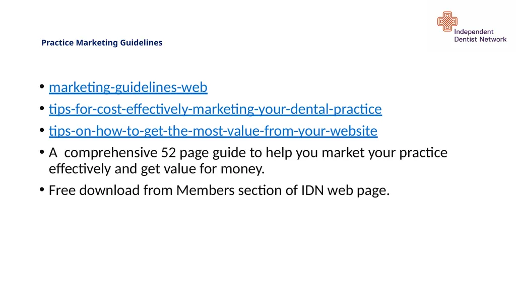 IDN BENEFITS AVAILABLE BUT UNDER UTILISED – WHY? - slide 12 of 14