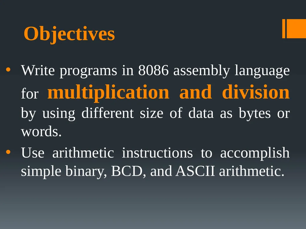 Arithmetic Operations Multiplication – Division - slide 2 of 20