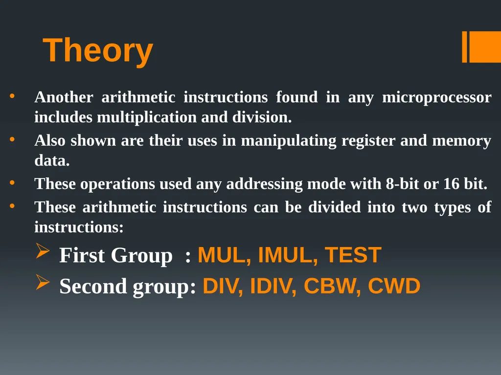 Arithmetic Operations Multiplication – Division - slide 3 of 20