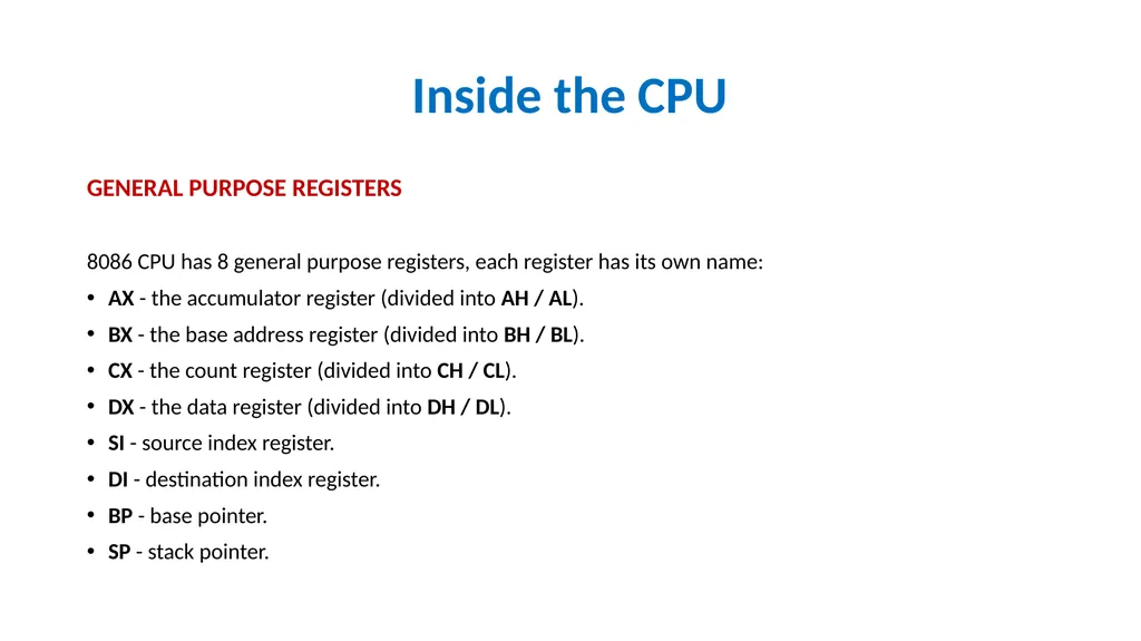 Emulator 8086 Lecture 3 What is an assembly - slide 11 of 36