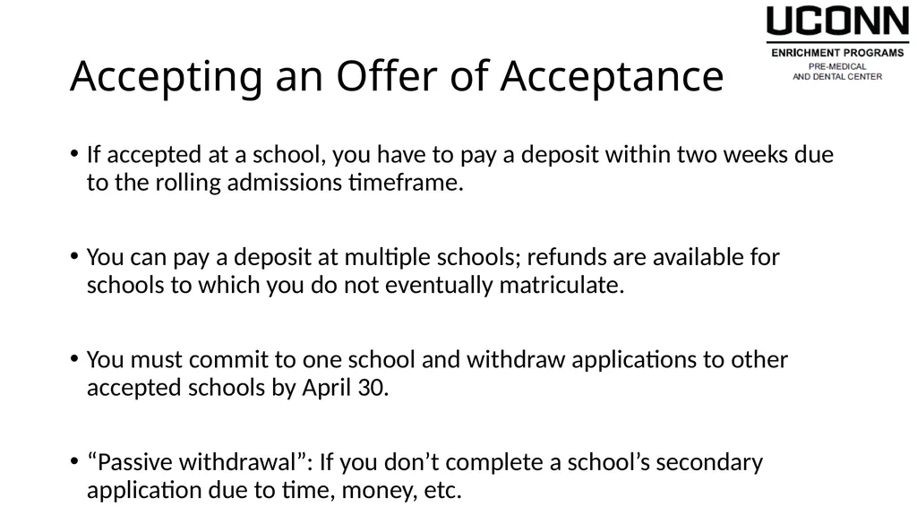 Secondary Applications Presented by the UConn - slide 15 of 25