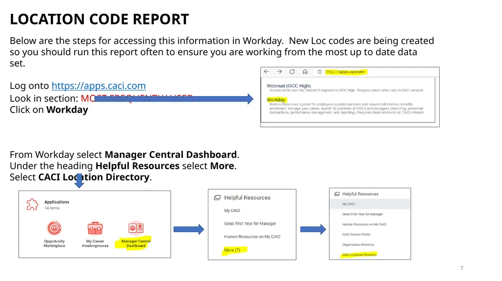 TRAINING ON LOCATION CODES Subcontractor - slide 7 of 16