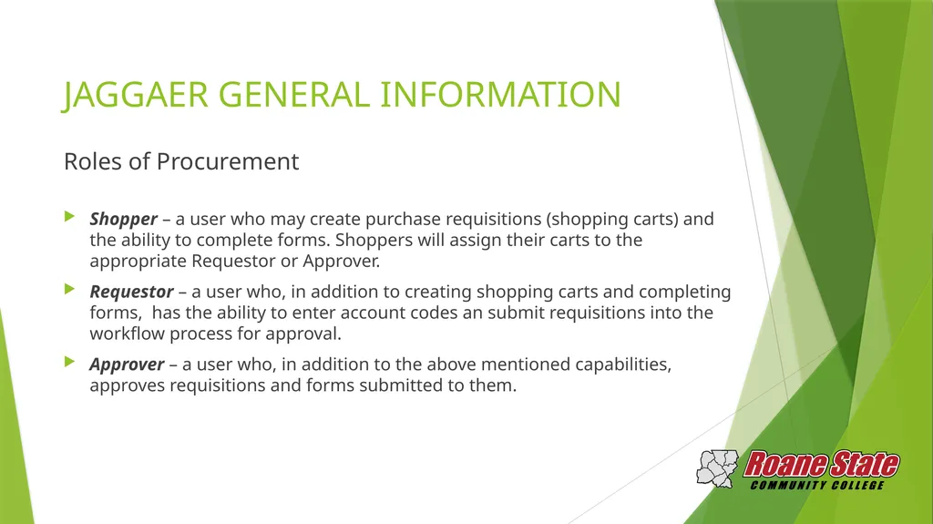 PURCHASING Training and Helpful Tools for Jaggaer - slide 3 of 9