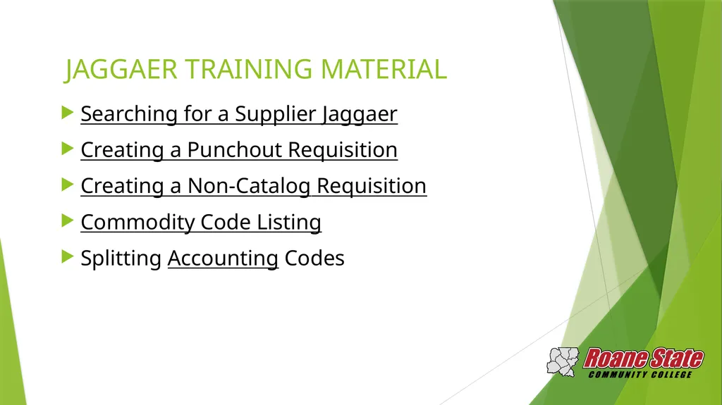 PURCHASING Training and Helpful Tools for Jaggaer - slide 2 of 9