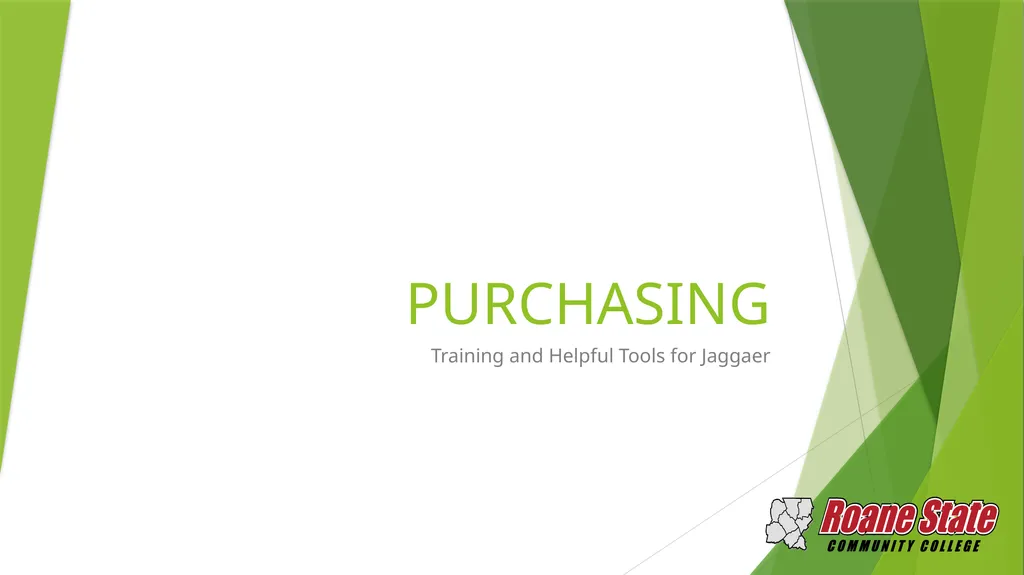 PURCHASING Training and Helpful Tools for Jaggaer - slide 1 of 9