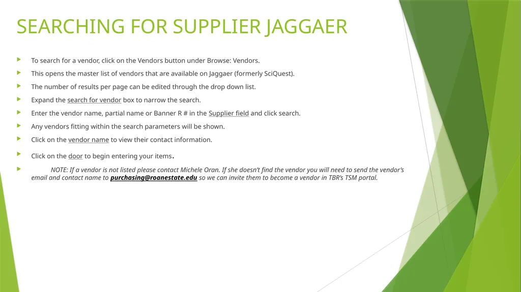 PURCHASING Training and Helpful Tools for Jaggaer - slide 4 of 9