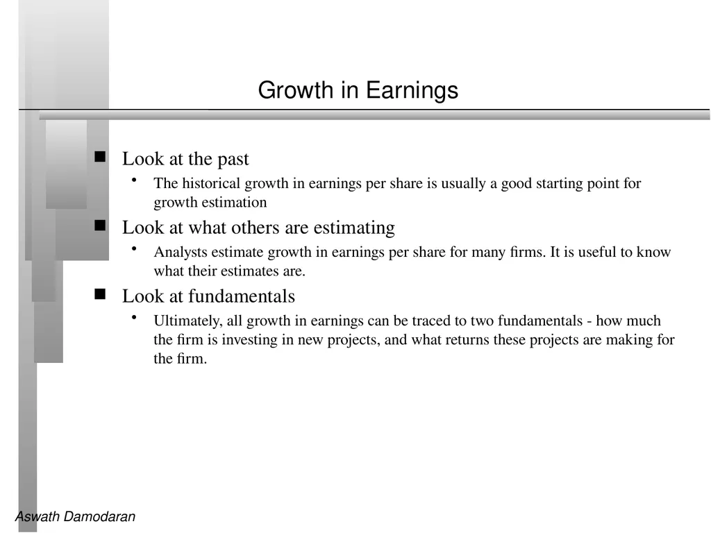 Session 8: Estimating Growth Growth in Earnings - slide 2 of 9