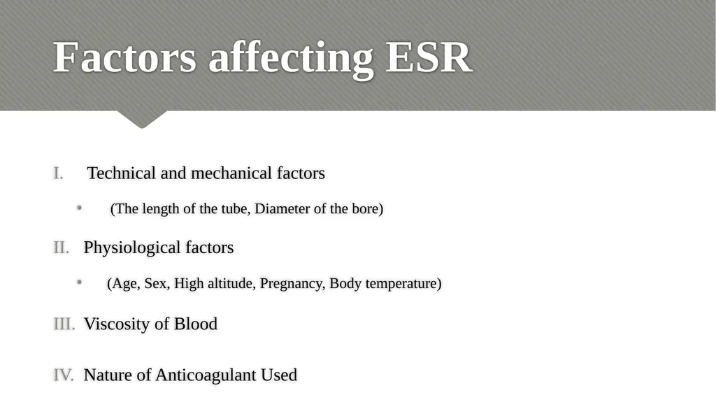ERYTHROCYTE SEDIMENTATION RATE (ESR) Relevance - slide 6 of 24