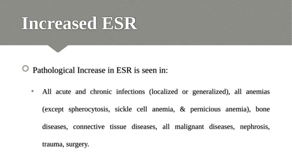ERYTHROCYTE SEDIMENTATION RATE (ESR) Relevance - slide 9 of 24