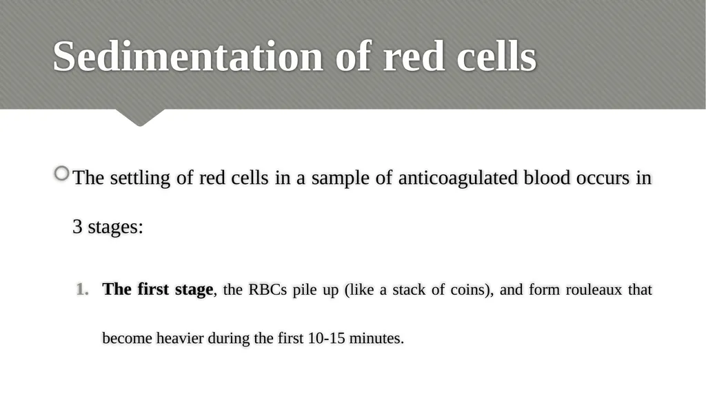 ERYTHROCYTE SEDIMENTATION RATE (ESR) Relevance - slide 4 of 24