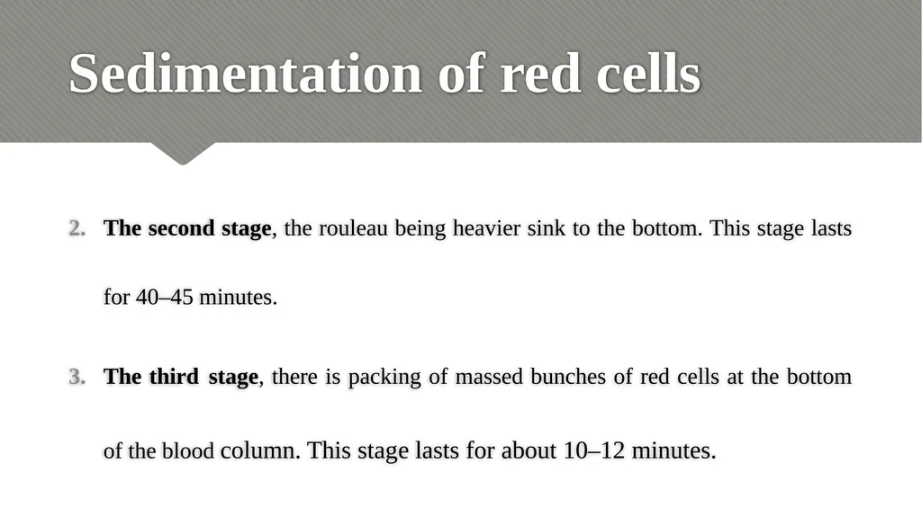 ERYTHROCYTE SEDIMENTATION RATE (ESR) Relevance - slide 5 of 24