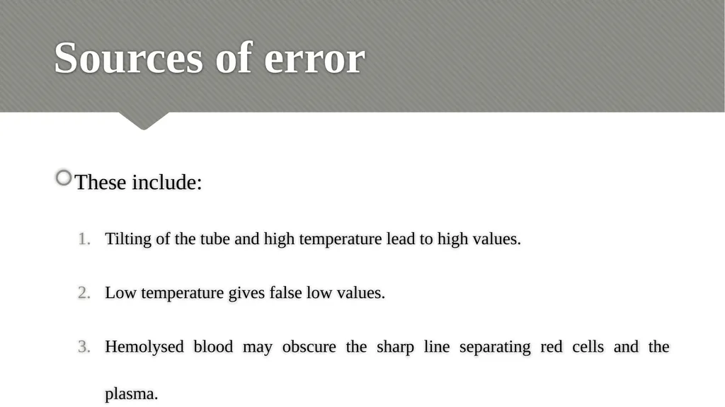 ERYTHROCYTE SEDIMENTATION RATE (ESR) Relevance - slide 22 of 24